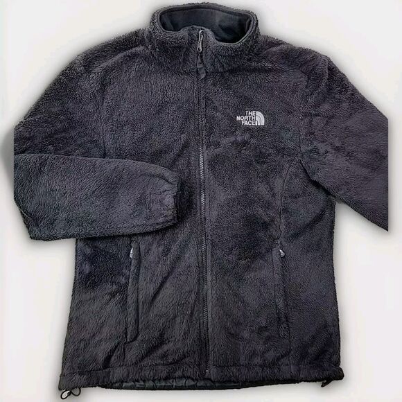 TNF The North Face Sherpa Fluffy Osito Zip Jacket Women's Medium Black Pocket - Picture 1 of 8